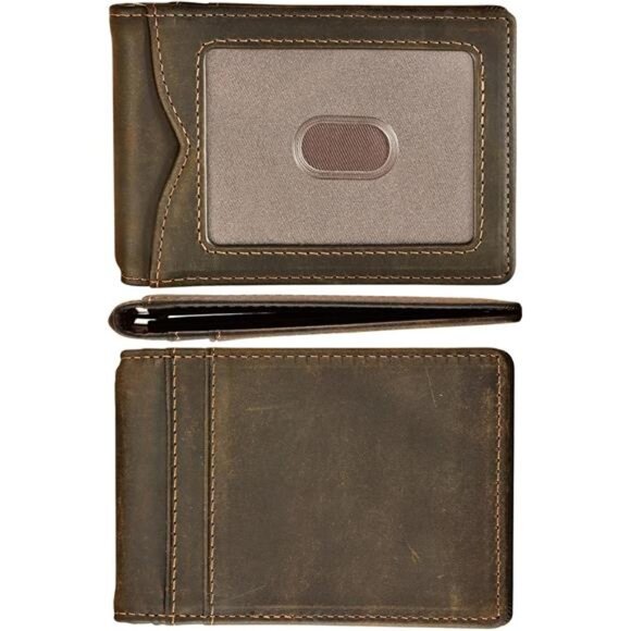 Slim Wallet with Money Clip RFID Blocking Minimalist Bifold Wallet for Men - Picture 1 of 8